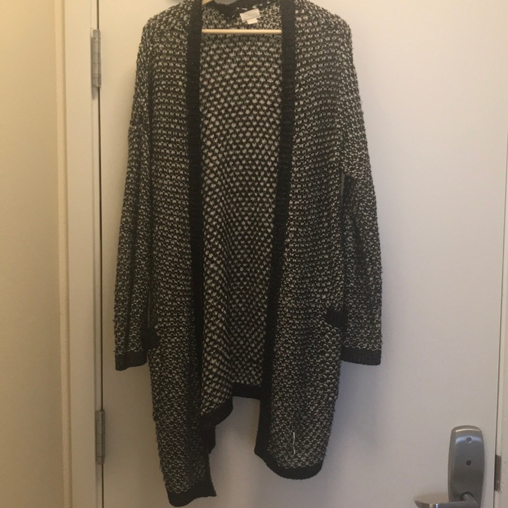 Caslon oversized knit cardigan, navy/white, size L